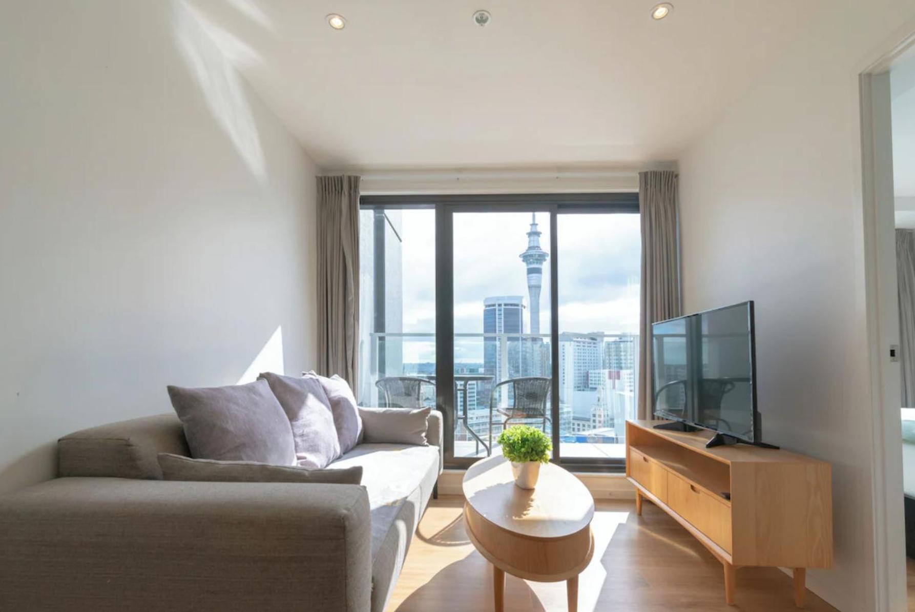אוקלנד Skytower And City View 2 Bedroom Apartment On High Floor מראה חיצוני תמונה